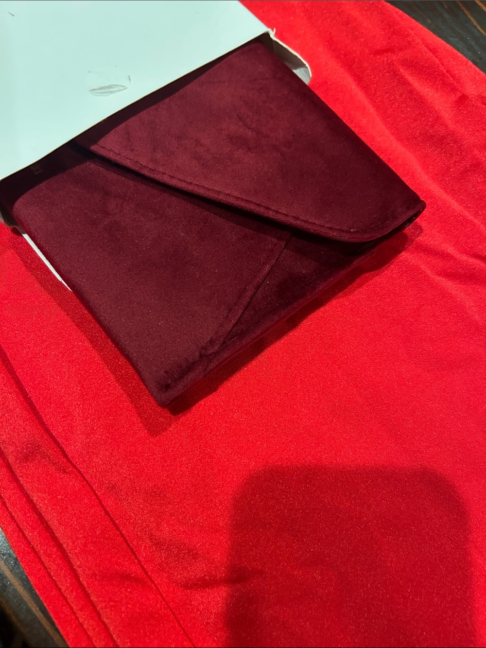 Swarovski Burgundy Red Crystal-Accent Envelope Clutch with Box - Picture 10 of 10